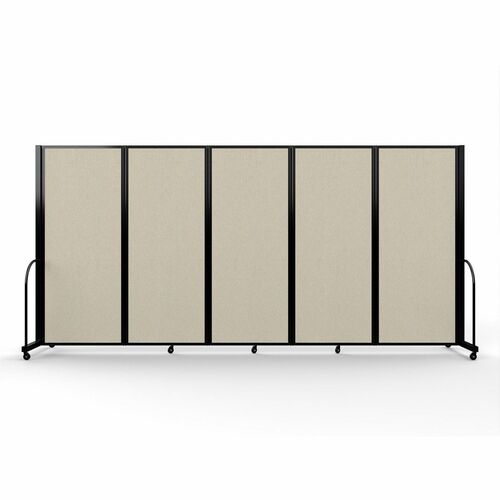 Screenflex Portable Partitions Full Motion Room Dividers - 5 Panels - 14.1 ft Width x 82" Height - Steel Frame - Fabric, Polyester - Sand - 1 Each