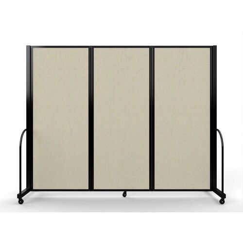 Screenflex Portable Partitions Full Motion Room Dividers - 3 Panels - 103" Width x 82" Height - Steel Frame - Fabric, Polyester - Sand - 1 Each