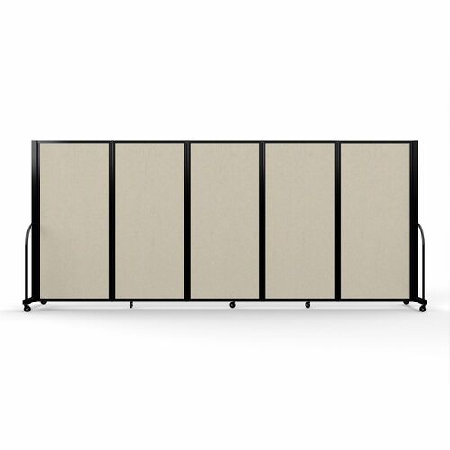 Screenflex Portable Partitions Full Motion Room Dividers - 5 Panels - 14.1 ft Width x 72" Height - Steel Frame - Fabric, Polyester - Sand - 1 Each