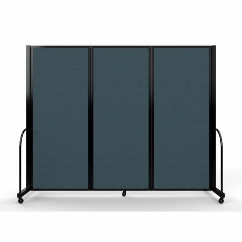 Screenflex Portable Partitions Full Motion Room Dividers - 3 Panels - 103" Width x 82" Height - Steel Frame - Fabric, Polyester - Blue - 1 Each