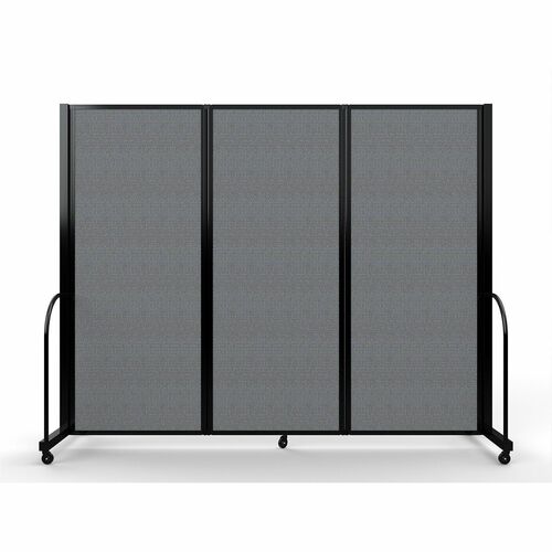 Screenflex Portable Partitions Full Motion Room Dividers - 3 Panels - 103" Width x 82" Height - Steel Frame - Fabric, Polyester - Gray - 1 Each