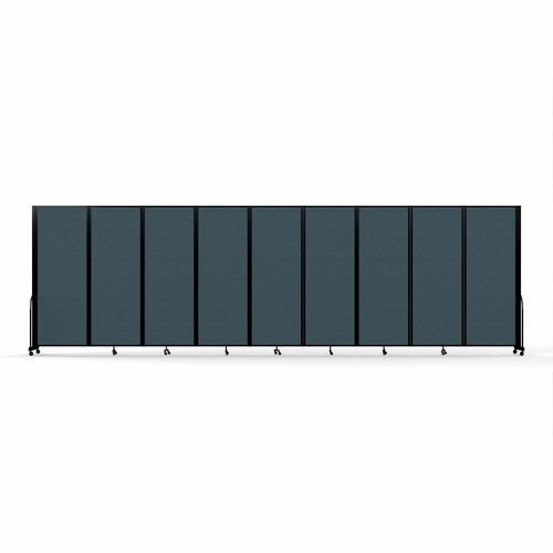 Screenflex Portable Partitions Full Motion Room Dividers - 9 Panels - 25.1 ft Width x 90" Height - Steel Frame - Fabric, Polyester - Blue - 1 Each
