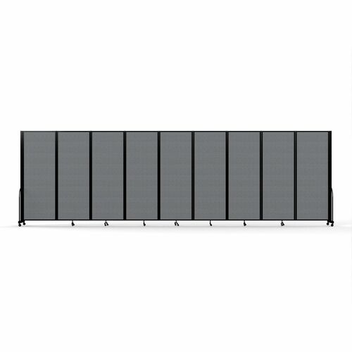Screenflex Portable Partitions Full Motion Room Dividers - 9 Panels - 25.1 ft Width x 90" Height - Steel Frame - Fabric, Polyester - Gray - 1 Each