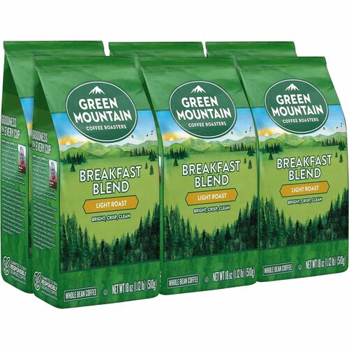 McCafe Whole Bean Breakfast Blend Whole Bean Coffee - Light - Whole Bean - Breakfast Blend, Sweet, Nutty - Kosher - 6 / Carton