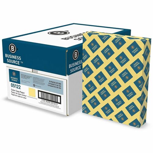 Business Source Multipurpose Color Paper - Letter - 8 1/2" x 11" - 20 lb Basis Weight - Sustainable Forestry Initiative (SFI) - Archival-safe, Acid-free, Lint-free, Precision-cut - Canary - 5000 Sheets - 500 Sheets per Ream - 10 / Carton