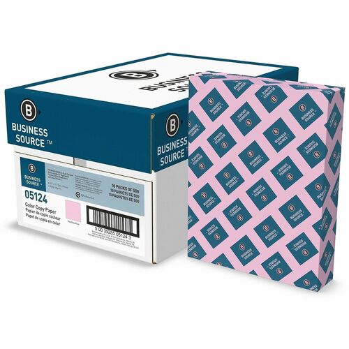 Business Source Multipurpose Color Paper - Letter - 8 1/2" x 11" - 20 lb Basis Weight - Sustainable Forestry Initiative (SFI) - Archival-safe, Acid-free, Lint-free, Precision-cut - Pink - 5000 Sheets - 500 Sheets per Ream - 10 / Carton