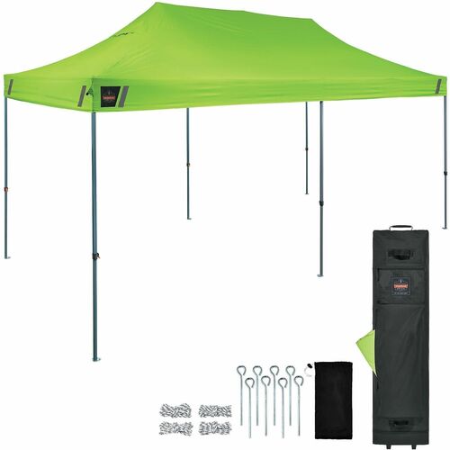 Ergodyne SHAX 6004 Heavy-Duty Pop-Up Tent - Canopy StyleLime - Steel Frame - 300D Polyester Roof