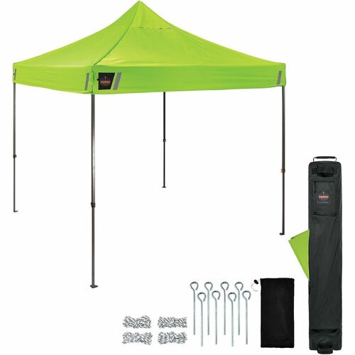 Ergodyne SHAX 6002 Heavy-Duty Pop-Up Tent - Canopy StyleLime - Steel Frame - 300D Polyester Roof