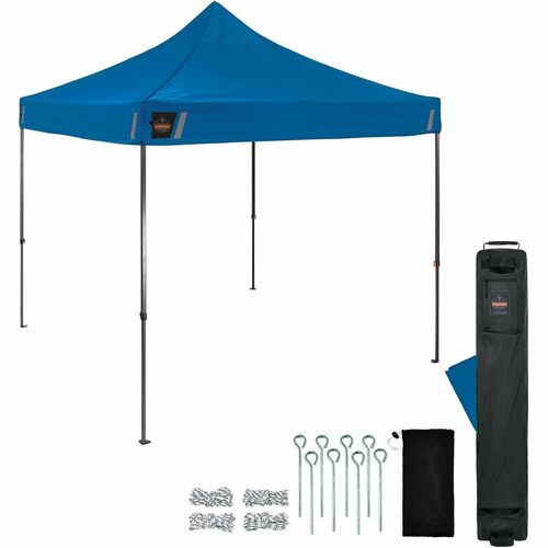 Ergodyne SHAX 6002 Heavy-Duty Pop-Up Tent - Canopy StyleBlue - Steel Frame - 300D Polyester Roof