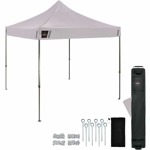 Ergodyne SHAX 6002 Heavy-Duty Pop-Up Tent - Canopy StyleWhite - Steel Frame - 300D Polyester Roof