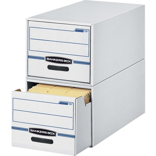 Bankers Box Stor/Drawer File Storage Unit - Internal Dimensions: 12.50" Width x 23.25" Depth x 10.38" Height - External Dimensions: 14" Width x 25.5" Depth x 11.5" Height - Light Duty - Stackable - Corrugated Paper - White, Blue - For File - Yes - 1 Each 