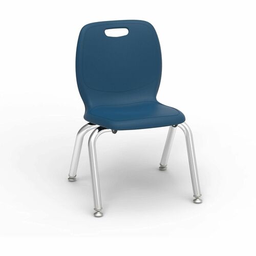 Lorell Stacking Student Chair - 21.6" Height x 14.8" Width x 14" Depth - Material: Polypropylene - Finish: Navy - Stackable, Comfortable, Contoured Seat - For Student, Classroom - 4 / Carton