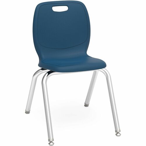 Lorell Stacking Student Chair - 27" Height x 15.9" Width x 20.5" Depth - Material: Polypropylene - Finish: Navy - Stackable, Comfortable, Contoured Seat, Easy to Clean - For Student, Classroom - 4 / Carton