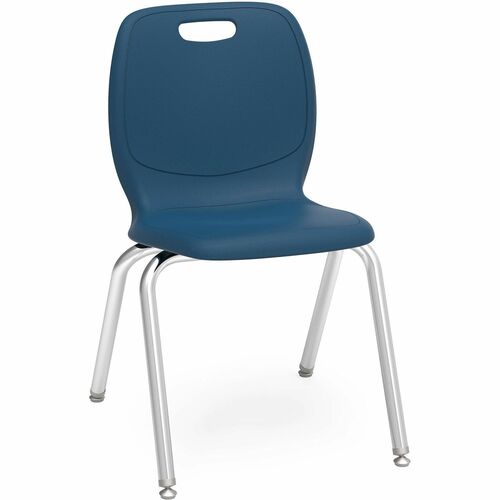 Lorell Stacking Student Chair - 30" Height x 18.8" Width x 20.5" Depth - Material: Polypropylene - Finish: Navy - Stackable, Comfortable, Contoured Seat, Easy to Clean - For Student, Classroom - 4 / Carton