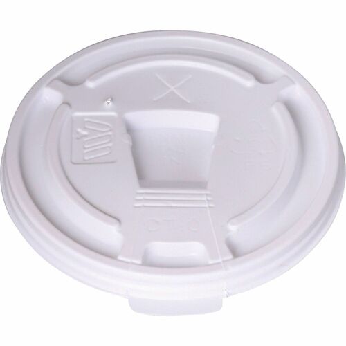 Genuine Joe Plastic Lids with Reclosable Slot - Plastic - White - 100 Lids/Pack - 10 / Carton