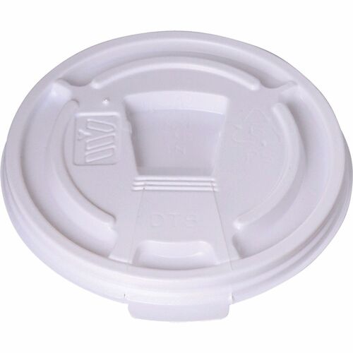 Genuine Joe Plastic Lids with Reclosable Slot - Plastic - White - 100 Lids/Pack - 10 / Carton