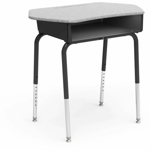 Lorell Open-Front Student Desk - x 33" Width x 20" Depth - Material: Hard Plastic - Finish: Gray Nebula - Durable, Storage Space - For Student, Book, Storage - 2 / Carton
