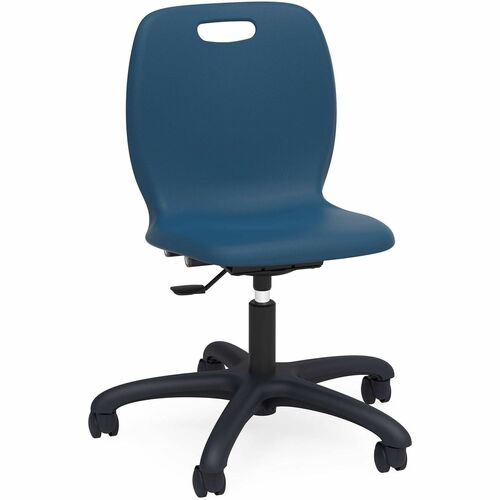 Lorell Modern Armless Task Chair - 22.6" Height - Material: Polypropylene - Finish: Navy - Swivel, Casters, Versatile, Adjustable Seat, Swivel Caster, Dual Wheel Caster, Pneumatic Adjustment, 360° Swivel, Hooded Caster - For Classroom - 1 Carton