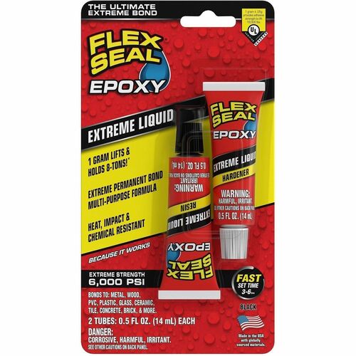 FLEX SEAL Extreme Liquid 2-Part Epoxy - 0.50 fl oz - Black - 2 / Pack