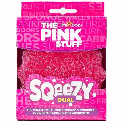 The Pink Stuff Sqeezy Dual Sided Sponge & Scrubber - 12 / Carton - Pink