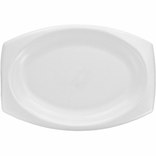 Dart XPS Laminated Foam Platter - Food - White - Foam, Extruded Polystyrene Foam (XPS) Body - Oval - 1 Carton