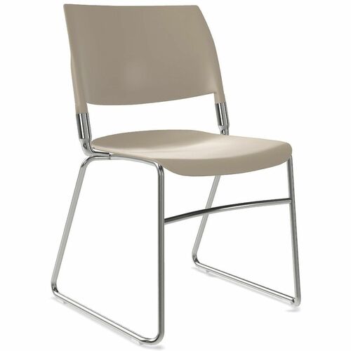 NIMA Sled-Base Desk-Height Chairs - Chrome Frame Color - Steel Frame Material - Sled Base - Latte - Plastic - 2 / Carton
