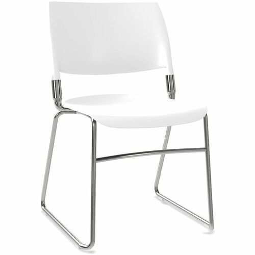 NIMA Sled-Base Desk-Height Chairs - Chrome Frame Color - Steel Frame Material - Sled Base - Bianco - Plastic - 2 / Carton