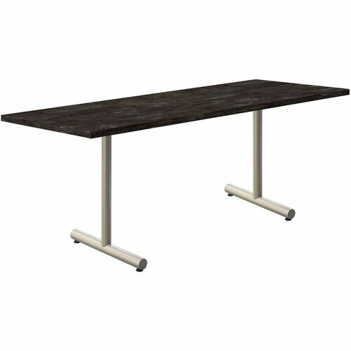 Acacia Collection Table Desk - Forged Steel Top - Silver T-shaped, Powder Coated Base - 24" Table Top Width x 72" Table Top Depth x 1.10" Table Top Thickness - 30" Height - Assembly Required - High Pressure Laminate (HPL) Top Material - Steel Base Materia