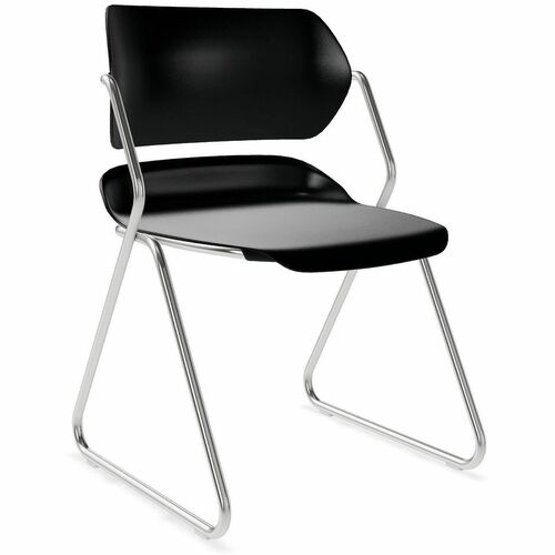 Acton Stacker Original Sled-Base Chairs - Black Seat Color - Plastic Seat Material - Black Back Color - Plastic Back Material - Chrome Frame Color - Tubular Steel Frame Material - Sled Base - Black - 2 / Carton