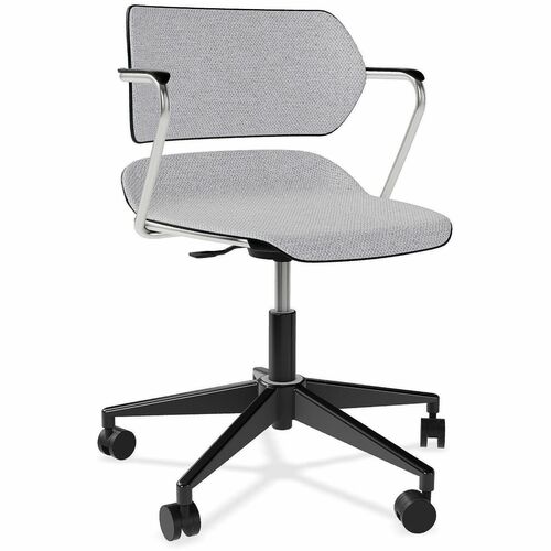 Acton Caster-Base Task Chairs - Chrome Frame Color - 5-star Base - Black - Plastic, Fabric - Armrest - 1 Carton
