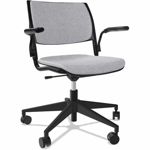 NIMA Swivel-Base Desk-Height Chairs - Gray Seat Color - Fabric Seat Material - Nero Frame Color - Steel Frame Material - Black - Plastic - Armrest - 1 Carton