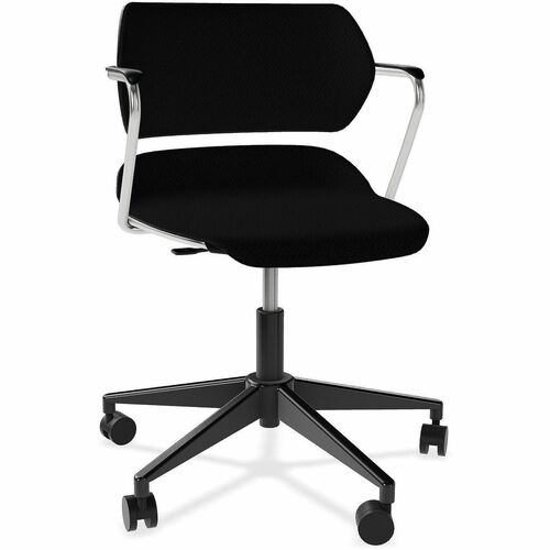 Acton Caster-Base Task Chairs - Chrome Frame Color - 5-star Base - Black - Plastic, Fabric - Armrest - 1 Carton