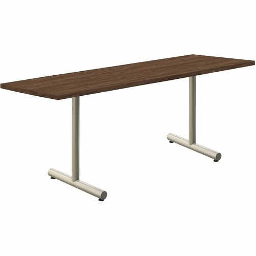 Acacia Collection Table Desk - Mangalore Mango Top - Black T-shaped, Powder Coated Base - 18" Table Top Width x 72" Table Top Depth x 1.10" Table Top Thickness - 30" Height - Assembly Required - High Pressure Laminate (HPL) Top Material - Steel Base Mater