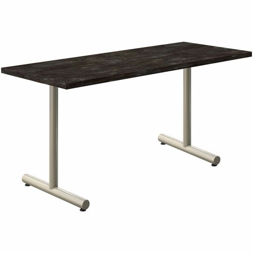 Acacia Collection Table Desk - Forged Steel Top - Silver T-shaped, Powder Coated Base - 24" Table Top Width x 60" Table Top Depth x 1.10" Table Top Thickness - 30" Height - Assembly Required - High Pressure Laminate (HPL) Top Material - Steel Base Materia