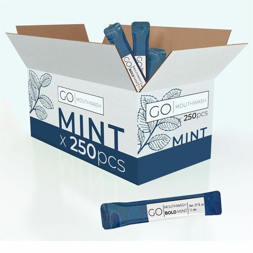 Go Mouthwash Travel-Sized BOLD Mint Mouthwash Packets - For Mouthwash, Bad Breath - Bold Mint - 0.37 fl oz - 250 / Box