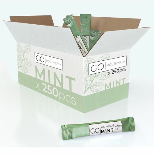 Go Mouthwash Travel-Sized Mint Mouthwash Packets - For Mouthwash, Bad Breath - Mint - 0.37 fl oz - 250 Packets/Box - 1 Box