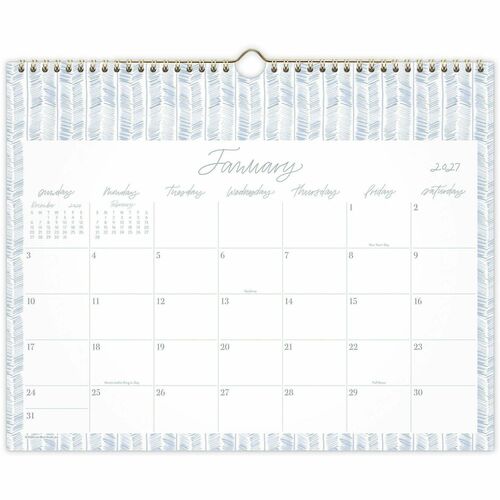 Cambridge Leah Bische Monthly Wall Calendar - Monthly - 12 Month - January 2027 to December 2027 - 15" x 12" Sheet Size - 2.81" x 1.40" Block - Twin Wire - Wall Mount