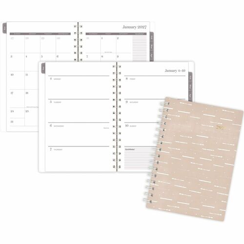 Cambridge Desert Grain Weekly/Monthly Planner - Monthly, Weekly - 12 Month - January 2027 to December 2027 - 5 1/2" x 8 1/2" Sheet Size - Twin Wire - Brown Poly Cover