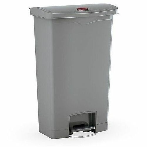 Rubbermaid Commercial Streamline 18 Gal Step-On Resin Front Step Gray - Step-on Opening - 18 gal Capacity - Rectangular - Touchless/Manual - Durable, Hinged, Foot Pedal, Smooth, Contoured Edge, Easy to Clean, Liner Retainer Band - 31.9" Height x 13" Width