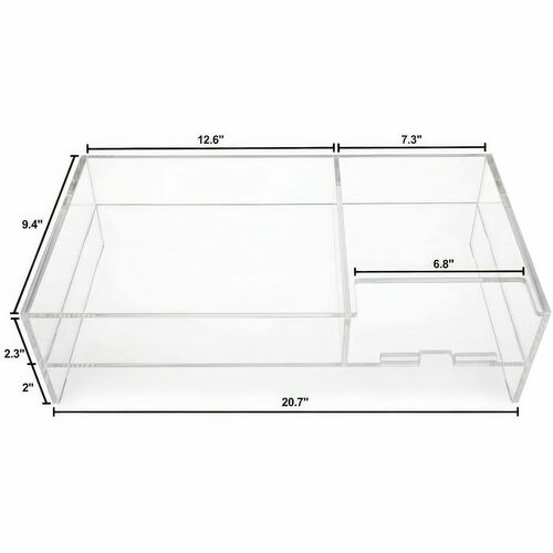 Kantek 2-Tier Acrylic Monitor Stand - 4.30" Height x 9.40" Width x 20.70" Depth - Desktop - Acrylic - Clear - For Monitor, Notebook, File, Smartphone, Office, iMac, Keyboard, Mouse - Heavy Duty, Shelf