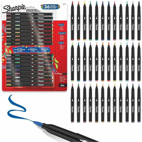 Sharpie Creative Markers - Brush Marker Point - Assorted Ink - Multipurpose - 36 / Pack