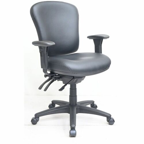 Lorell Accord Series Task Chair - Black Frame Color - Mid Back - Black - Vinyl - Armrest