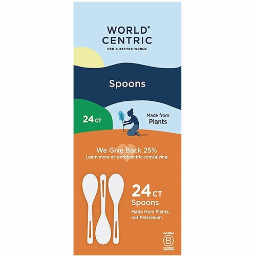 World Centric 6" TPLA Spoons - Spoon - Spoon - Breakroom - Dishwasher Safe - Plastic, Talc-filled Polylactic Acid (TPLA) - Beige - 24 / Pack