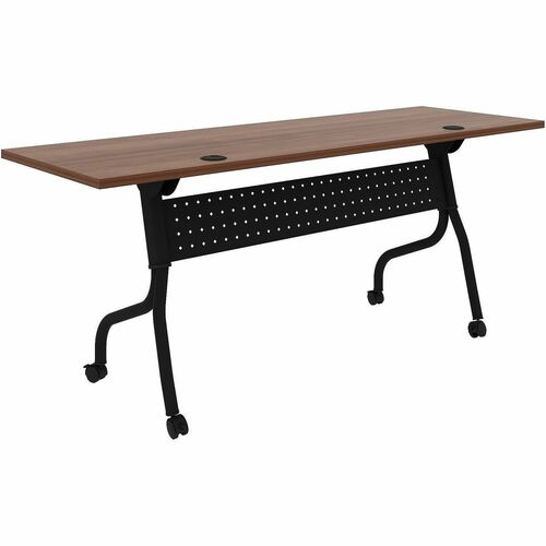 Lorell Preference Flip/Nest Training Tables - Walnut Top - Black Four Leg Base - 4 Legs - 72" Table Top Width x 23.60" Table Top Depth - 29.50" Height - Training, Storage - Assembly Required - Black - Nylon - Melamine Top Material - Metal Base Material