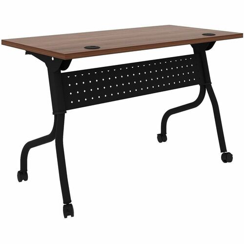 Lorell Preference Flip/Nest Training Tables - Walnut Top - Black Four Leg Base - 4 Legs - 48" Table Top Width x 23.60" Table Top Depth - 29.50" Height - Training, Storage - Assembly Required - Black - Nylon - Melamine Top Material - Metal Base Material