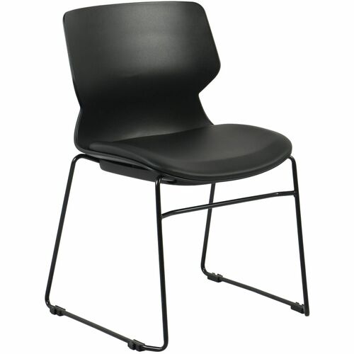 Lorell LORELL Dex Sled-Base Chair - Polyurethane Seat Material - Molded Plastic Back Material - Metal Frame Material - Sled Base - Black