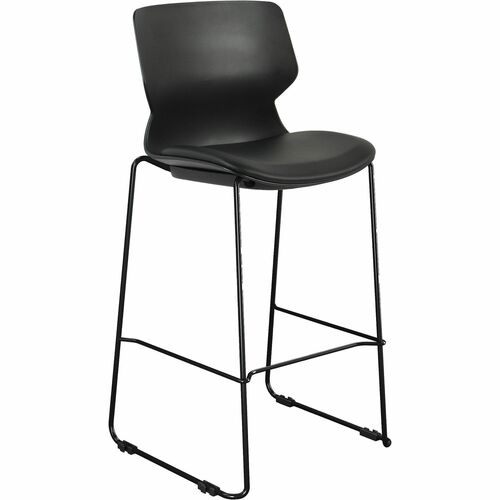 Lorell LORELL Dex Sled-Base Bistro Chair - Polyurethane Seat Material - Molded Plastic Back Material - Metal Frame Material - Sled Base - Black