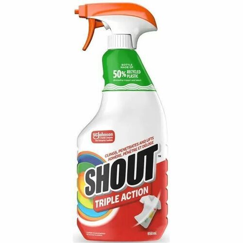 Shout Laundry Stain Remover - For Laundry, Fabric - Concentrate - Spray - 22 fl oz (0.7 quart) - Recommended For: Stain Remover, Grass Remover, Blood Remover, Coffee Remover, Grease, Food Soil Remover - Stain Resistant, Color Safe, Washable, Temperature R