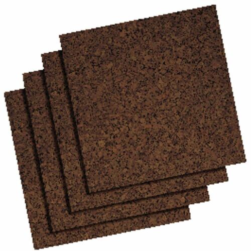Quartet Frameless Modular Cork Tiles - 12" Board Height x 12" Board Width x 0.37" Board Depth - Dark Brown Natural Cork Surface - Self-stick, Durable, Noise Absorbant, Self-healing, Frameless, Adhesive - 4 - 4 / Pack