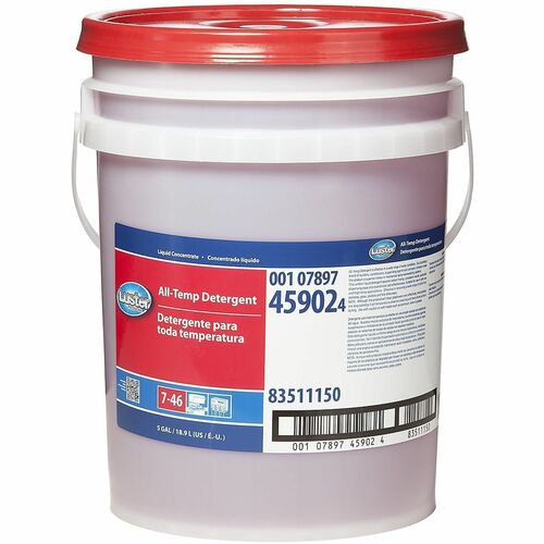 Luster Professional All-Temp Detergent - For Dishwasher, Stainless Steel, Glass, Plastic - Concentrate - Liquid - 640 fl oz (20 quart) - Recommended For: Soil Remover - Heavy Duty, Chlorine-free - White, Red
